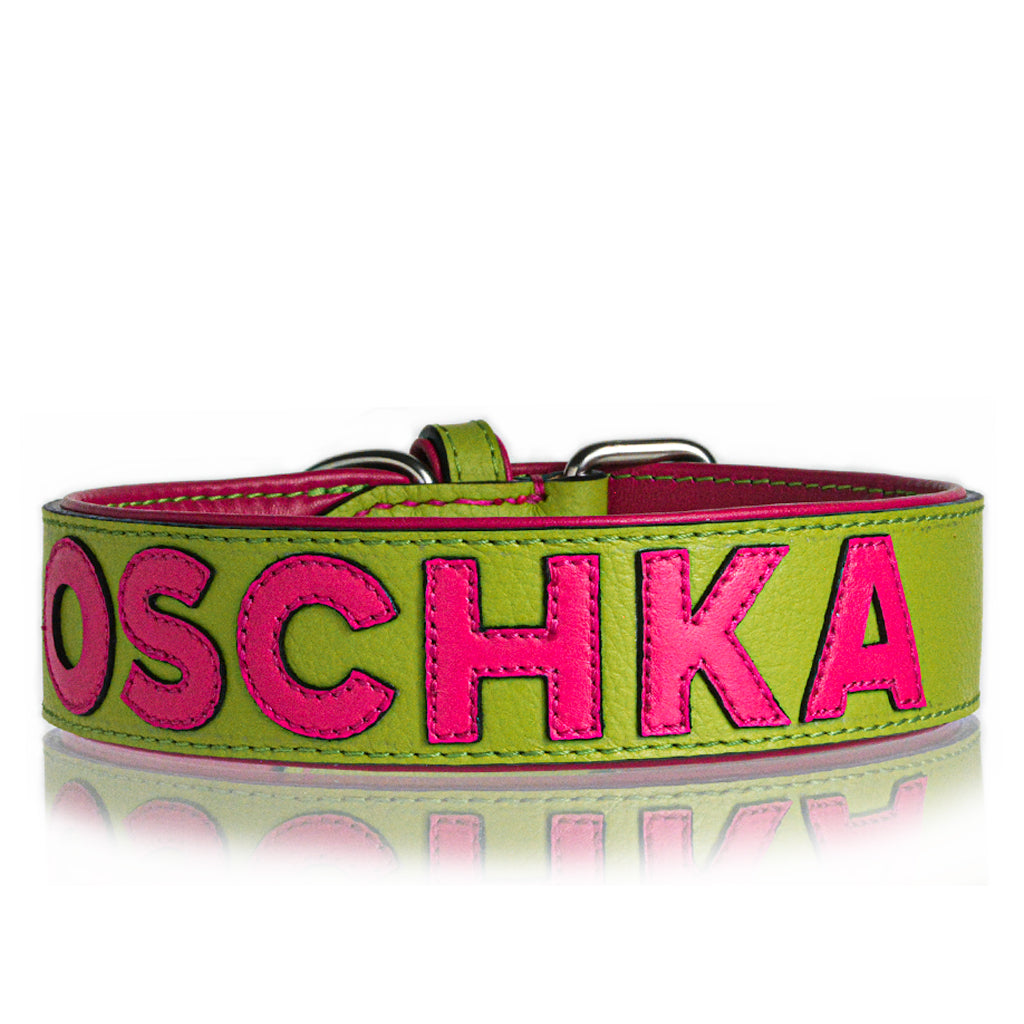 PET ARTIST Personalisiertes Hundehalsband Aus Leder – Größe M (30-40 Cm), Weich & Leicht