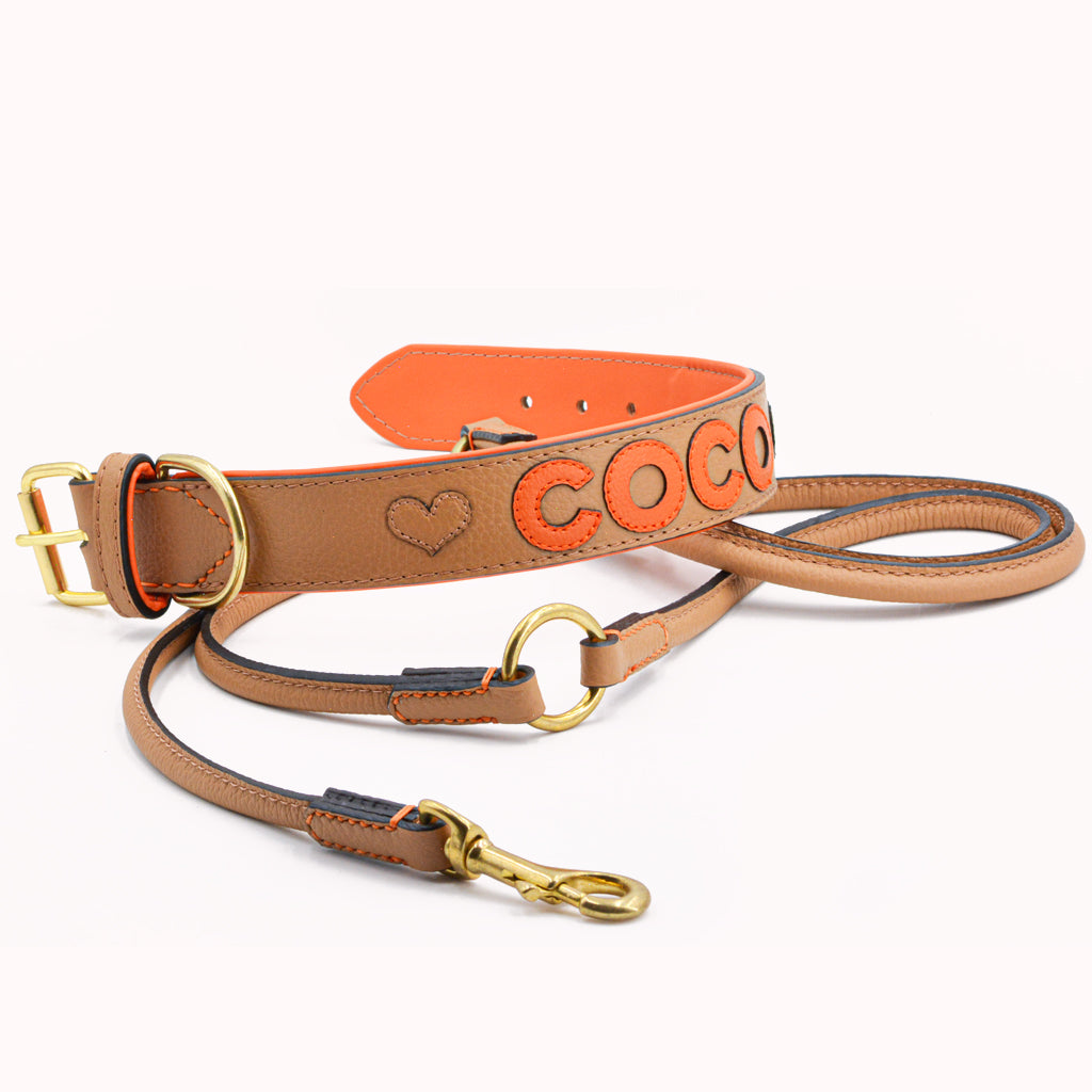 Hundehalsband Leder personalisiert – TONERL Classic – Caramel