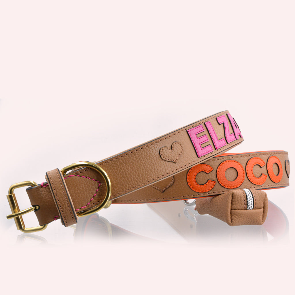 Hundehalsband Leder personalisiert – TONERL Classic – Caramel