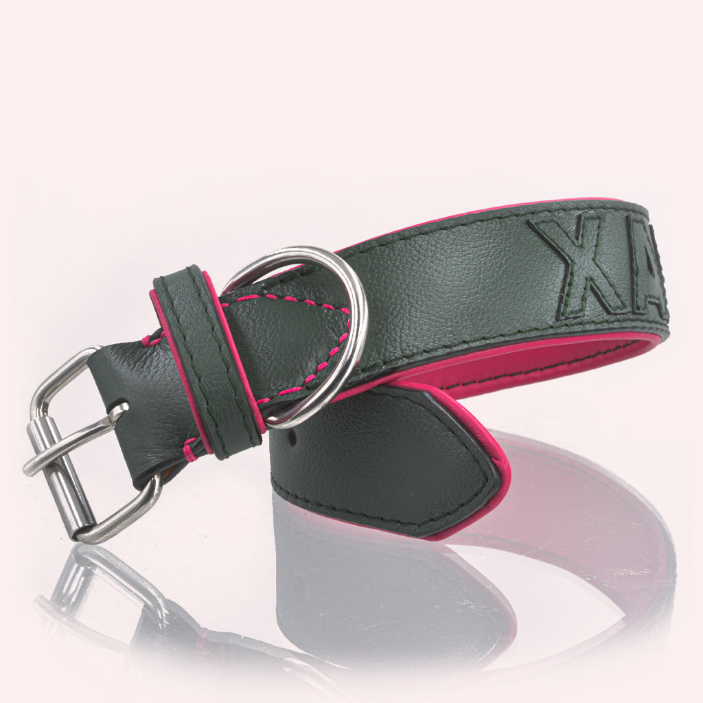 Hundehalsband Leder personalisiert – TONERL Classic – British-Racing-Green