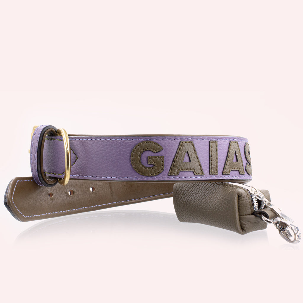 Hundehalsband Leder personalisiert – TONERL Classic – Flieder – Gaiaswelt