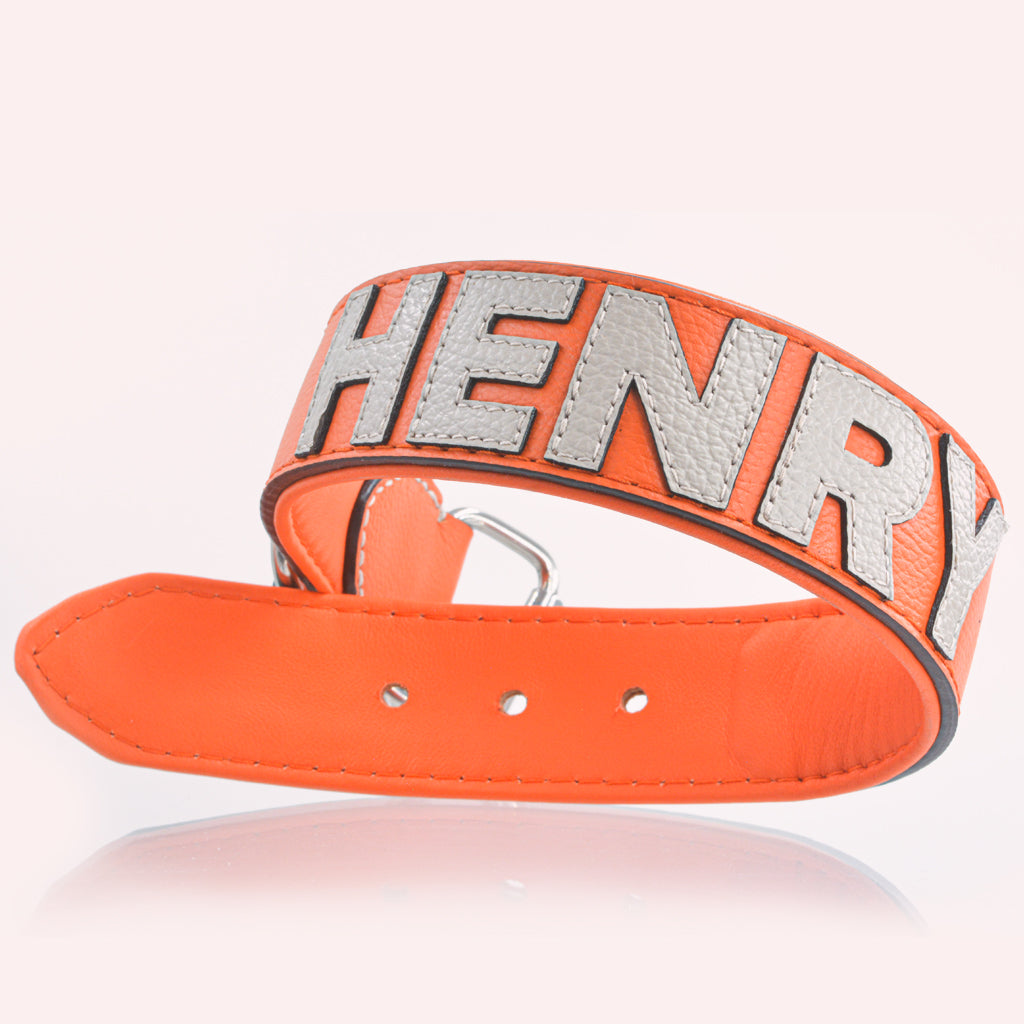 Hundehalsband Leder personalisiert – TONERL Classic – Orange