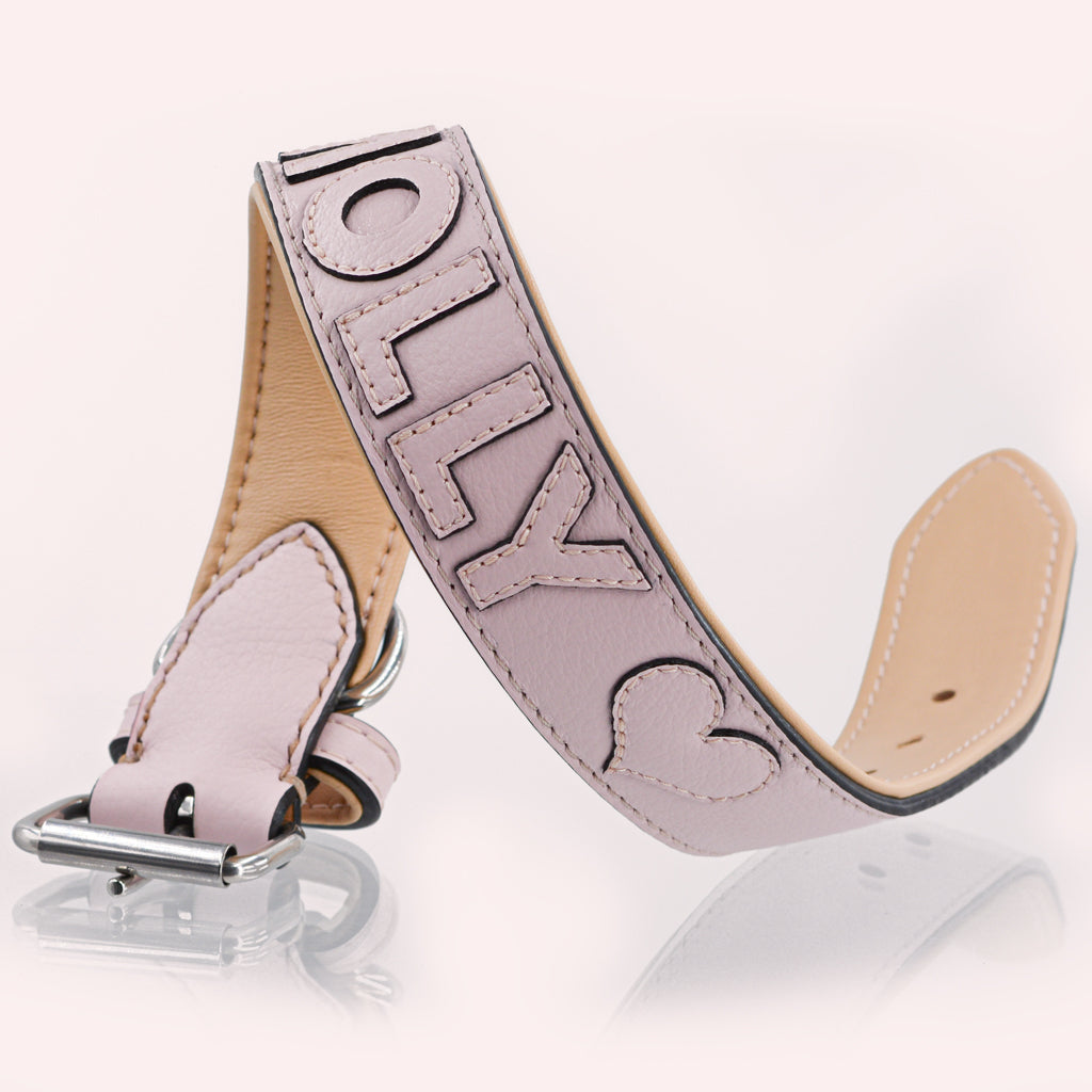 Hundehalsband Leder personalisiert – TONERL Classic – Rosé
