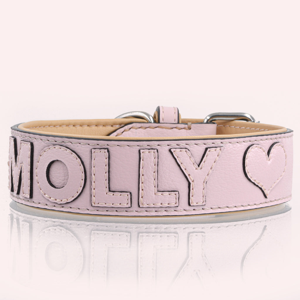 Hundehalsband Leder personalisiert – TONERL Classic – Rosé