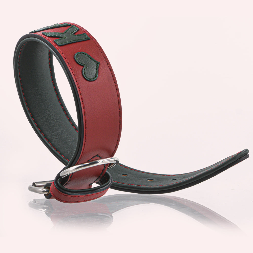 Hundehalsband Leder personalisiert – TONERL Classic – Rubinrot