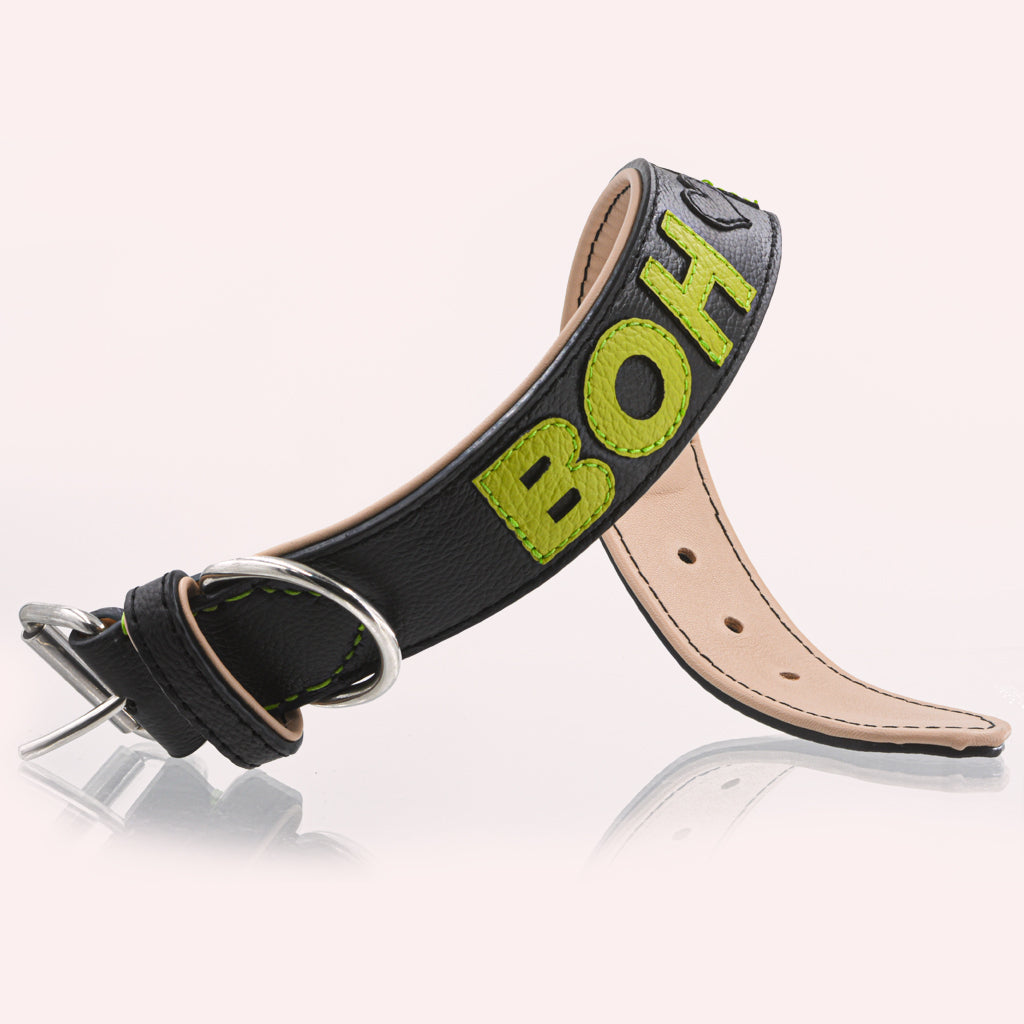 Hundehalsband Leder personalisiert – TONERL Classic – Schwarz