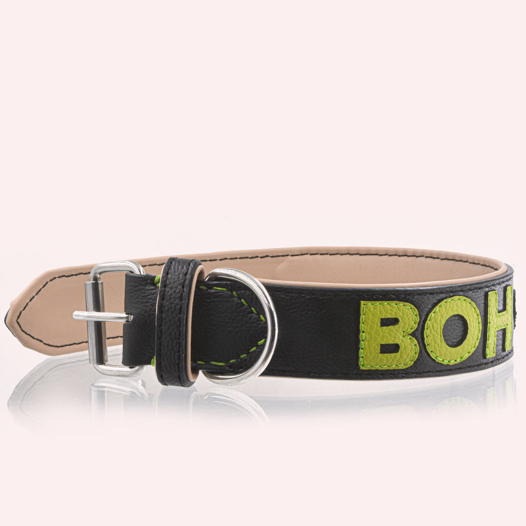 Hundehalsband Leder personalisiert – TONERL Classic – Schwarz
