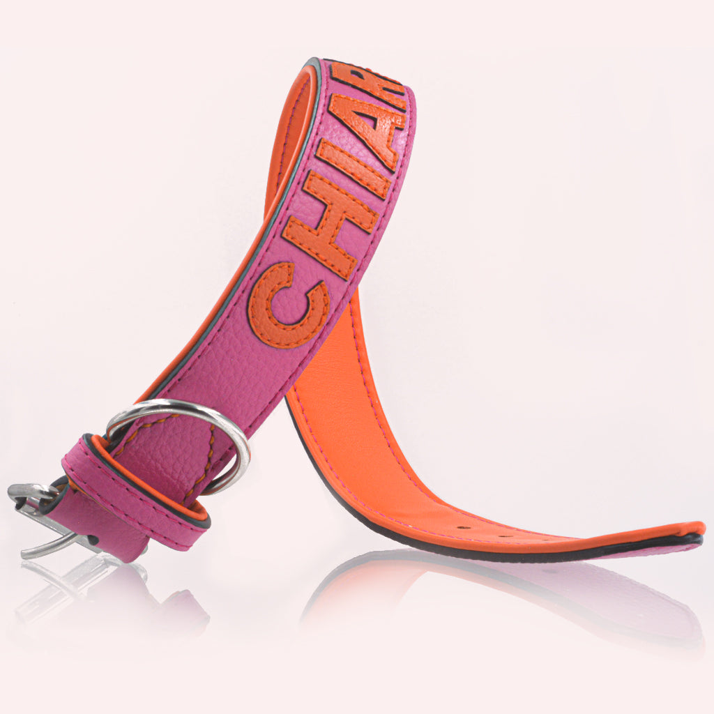 Hundehalsband Leder personalisiert – TONERL Classic – Soft-Pink
