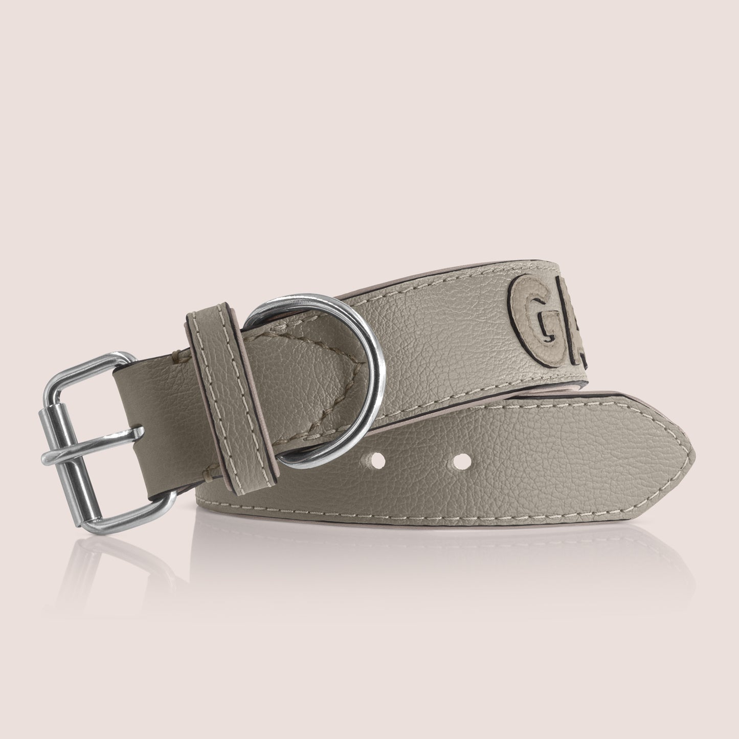 TONERL – Hundehalsband mit Namen aus Leder in Lehm - Lehm