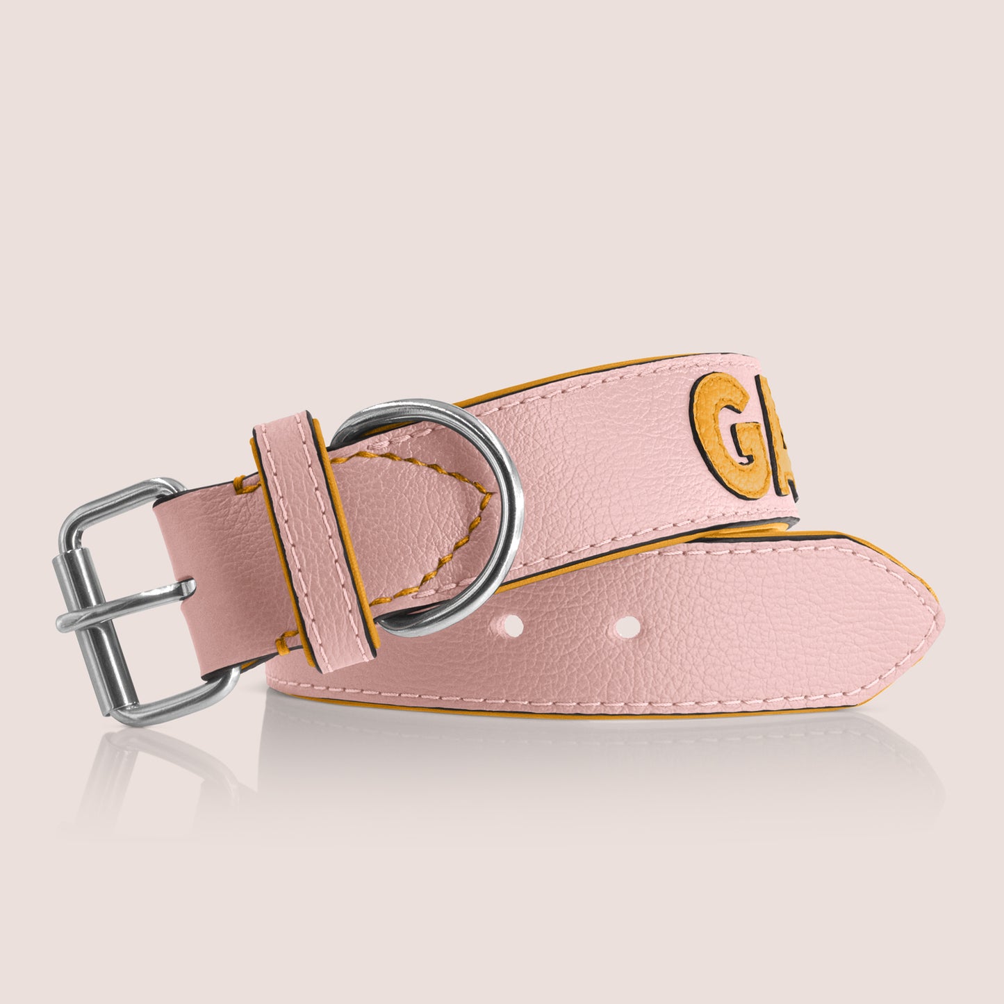 TONERL – Hundehalsband mit Namen aus Leder in Rosé - Orange
