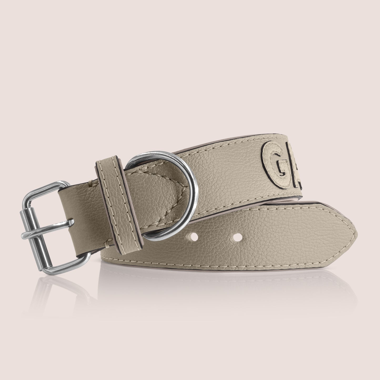 TONERL – Hundehalsband mit Namen aus Leder in Stone - Stone